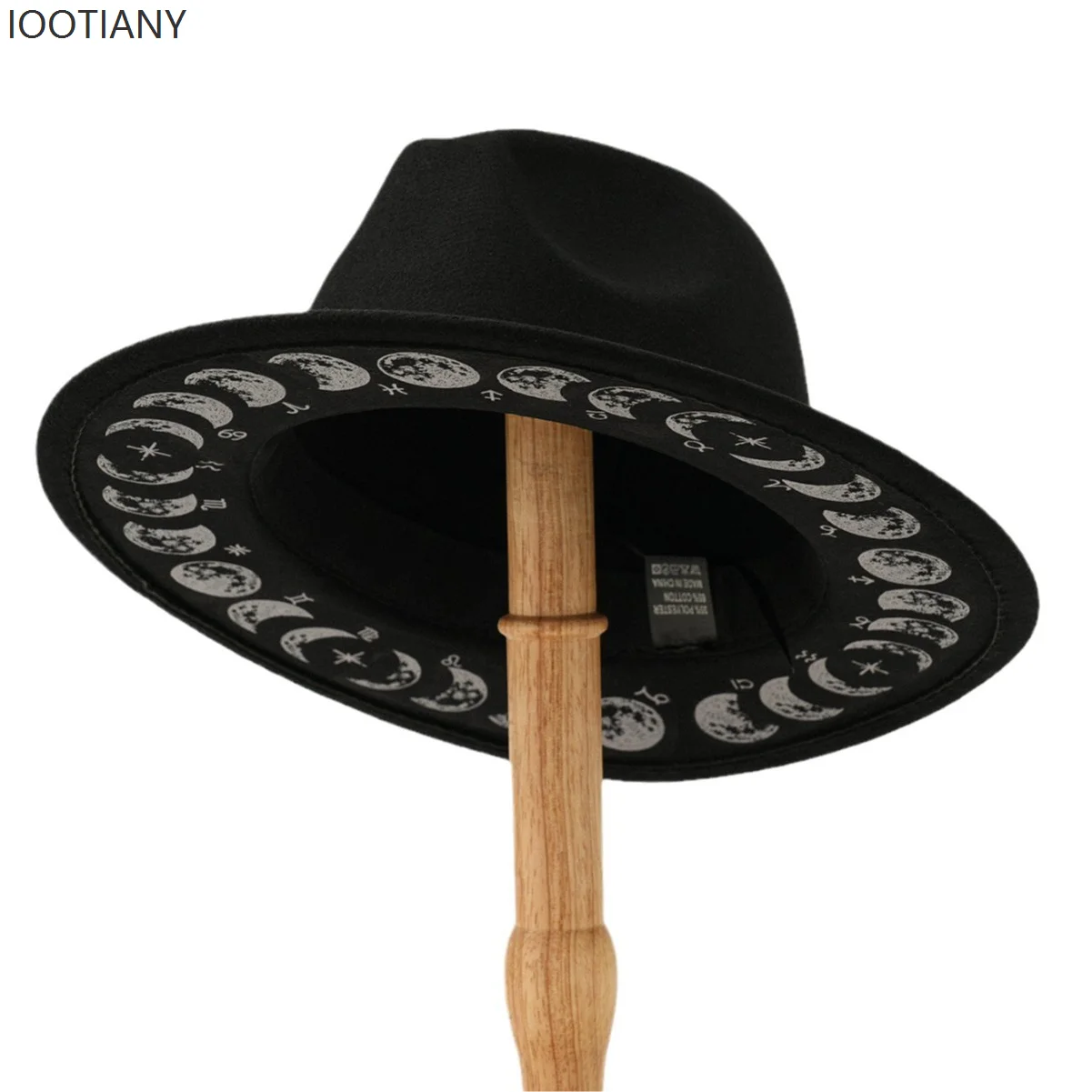 IOOTIANY Gothic Top Hat With Hand-painted Moon Medieval Steampunk Hip-hop Hat Festival Party Cosplay Stage Performance Prop