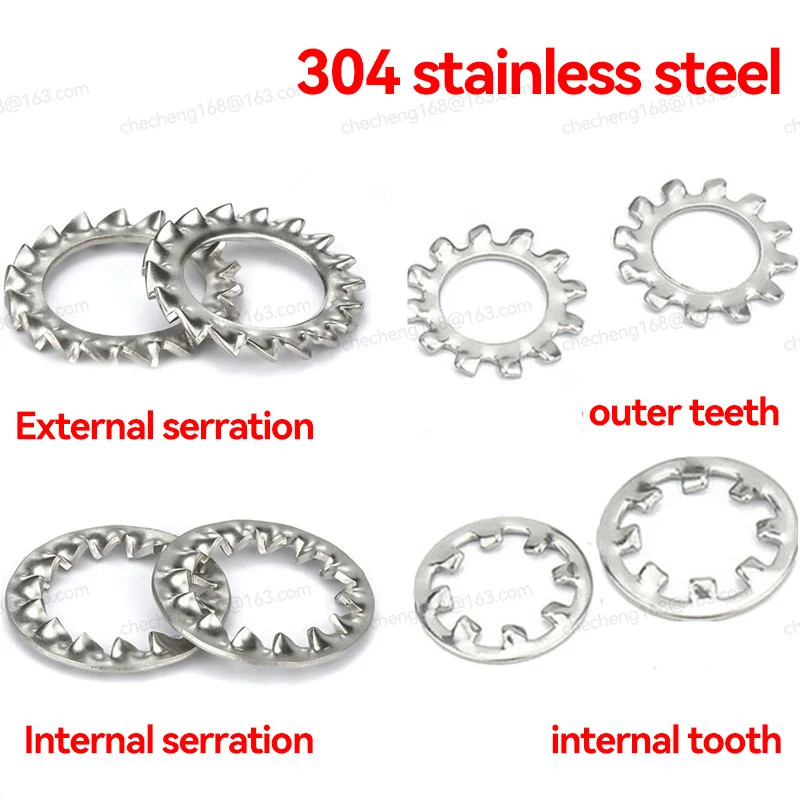 Junta de arandela de bloqueo dentada con dientes internos externos M2 M2.5 M3 M4 M5 M6 M8 M10 M12 M14 M16 304 Acero inoxidable