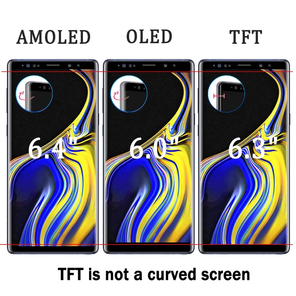 Pantalla Super AMOLED para Samsung Galaxy Note9 N960F LCD con Touch Screen Digitizer con Marco para Samsung Note9 N9600 LCD 3