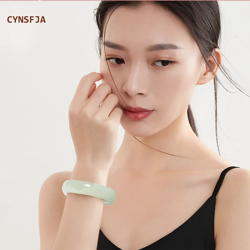 CYNSFJA New Real Rare Certified Natural Hetian Jade Nephrite Women' Lucky Amulets Jade Bracelet Bangle High Quality Elegant Gift