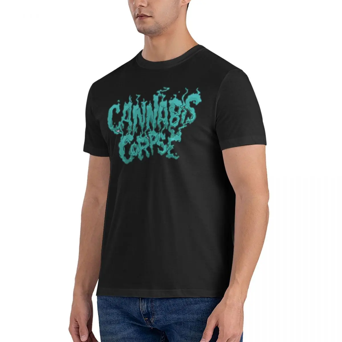 Blue Neon T Shirts Men's 100% Cotton Unique T-Shirts Round Collar Cannibal Corpse Tees Short Sleeve Clothing 6XL