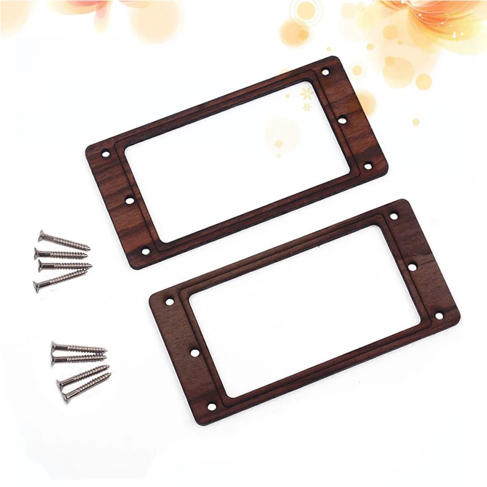 2 Pcs Humbucker Frame Double Coil Pickup Ring Electric Guitar Mounting Bamboo Slanted