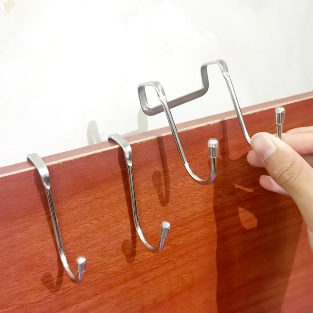 Stainless Steel Over Door Hooks Clothes Cupboard Metal Drawer Hanger Hang Bag Towel Hook for Kitchen Bathroom Cabinet