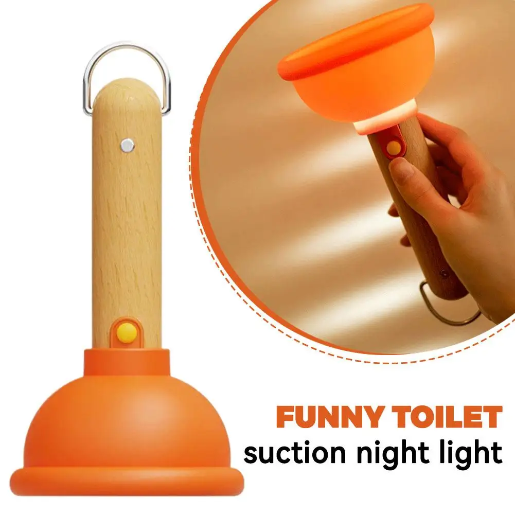 

Funny Toilet Plunger Night Light Suction Cup Silicone Bedside Lamp USB Rechargeable Stepless Dimming Ambiance Novelty Gift 1PCS