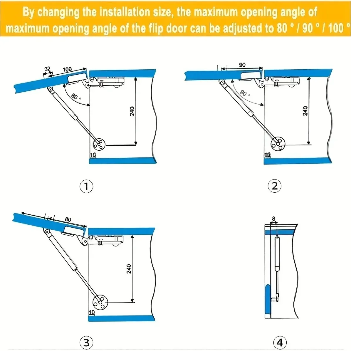 1 pedaço de haste hidráulica pneumática, haste pneumática, haste de suporte de mola de ar do gabinete, para usar com uma cama de porta dobrável.