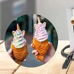 

Ice Cream Taiyaki Machine Electric Waffle Maker Open Mouth Fish Shaped Cake Maker 3Pcs Non-Stick Pan Snack Equipment