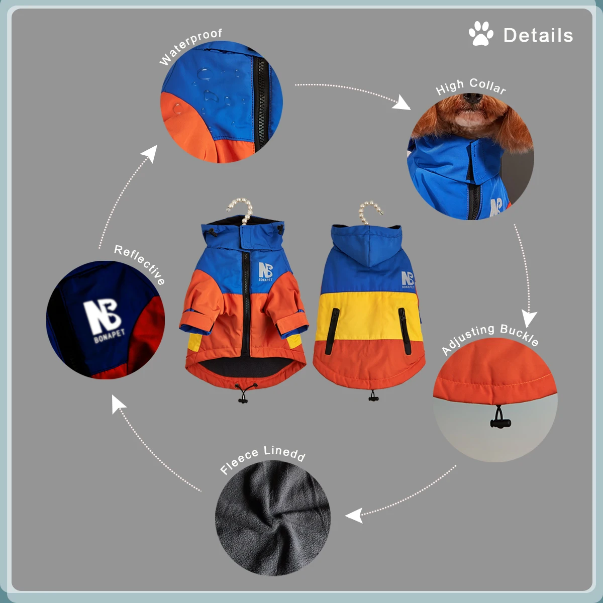 Fashion Winter Dog Jacket Waterproof Pet Raincoat Thick Fleece Warm Large Dogs Clothes Windproof Coat French Bulldog Chihuahua
