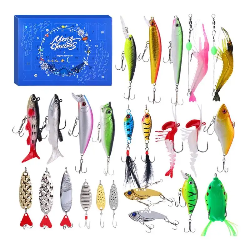 

Christmas Fishing Lures Set 24 Days Advent Calendar Countdown Fishing Tackle Gift Box Great Festival Gift For Father Husband