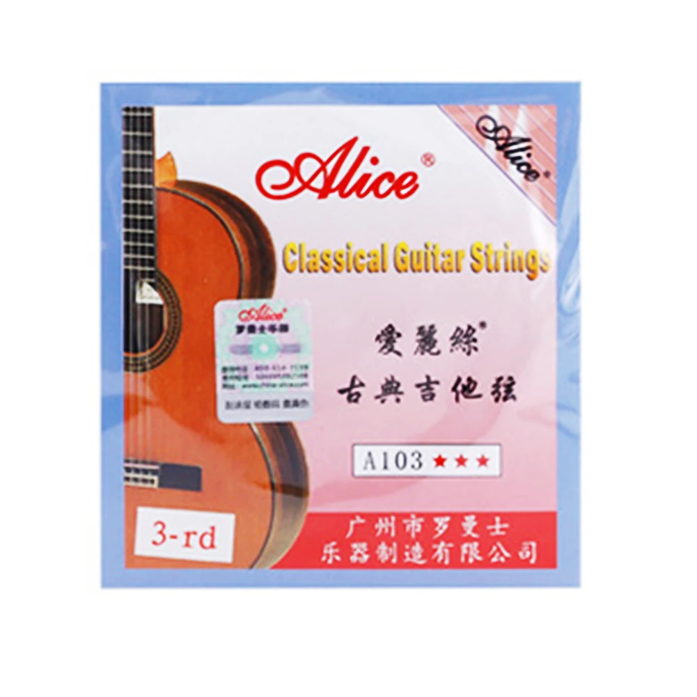 Alice-cordas de guitarra a103, feitas de nylon transparente, prateado, single, 1 °, 2 °, 3 °, 4 °, 5 °, 6 °