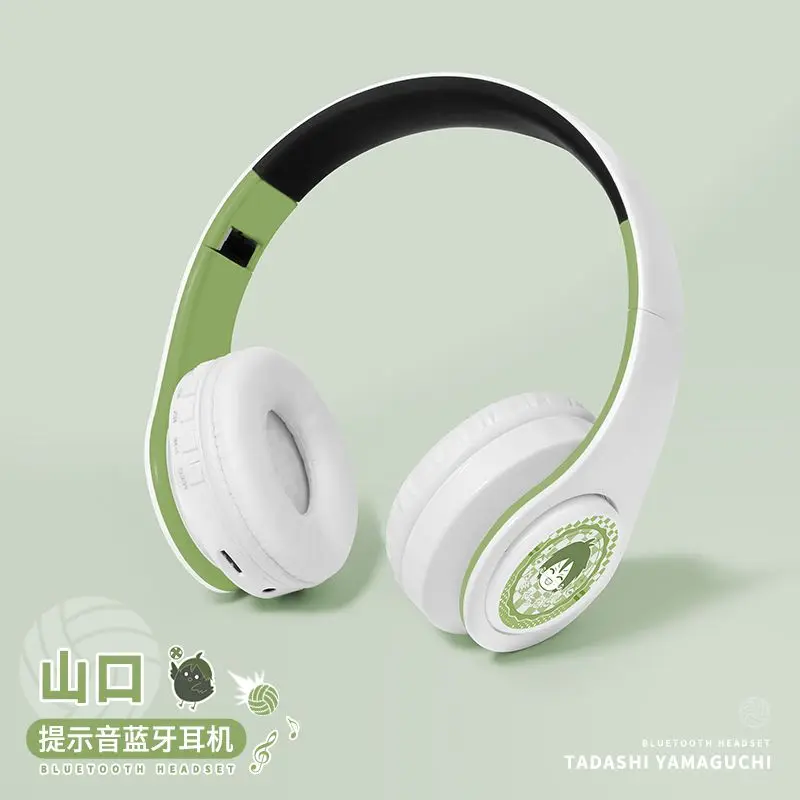 ¡Anime Haikyuu! !、Tadashi Yamaguchi Cosplay moda auriculares inalámbricos accesorio recuerdo auriculares Bluetooth de voz montados en la cabeza