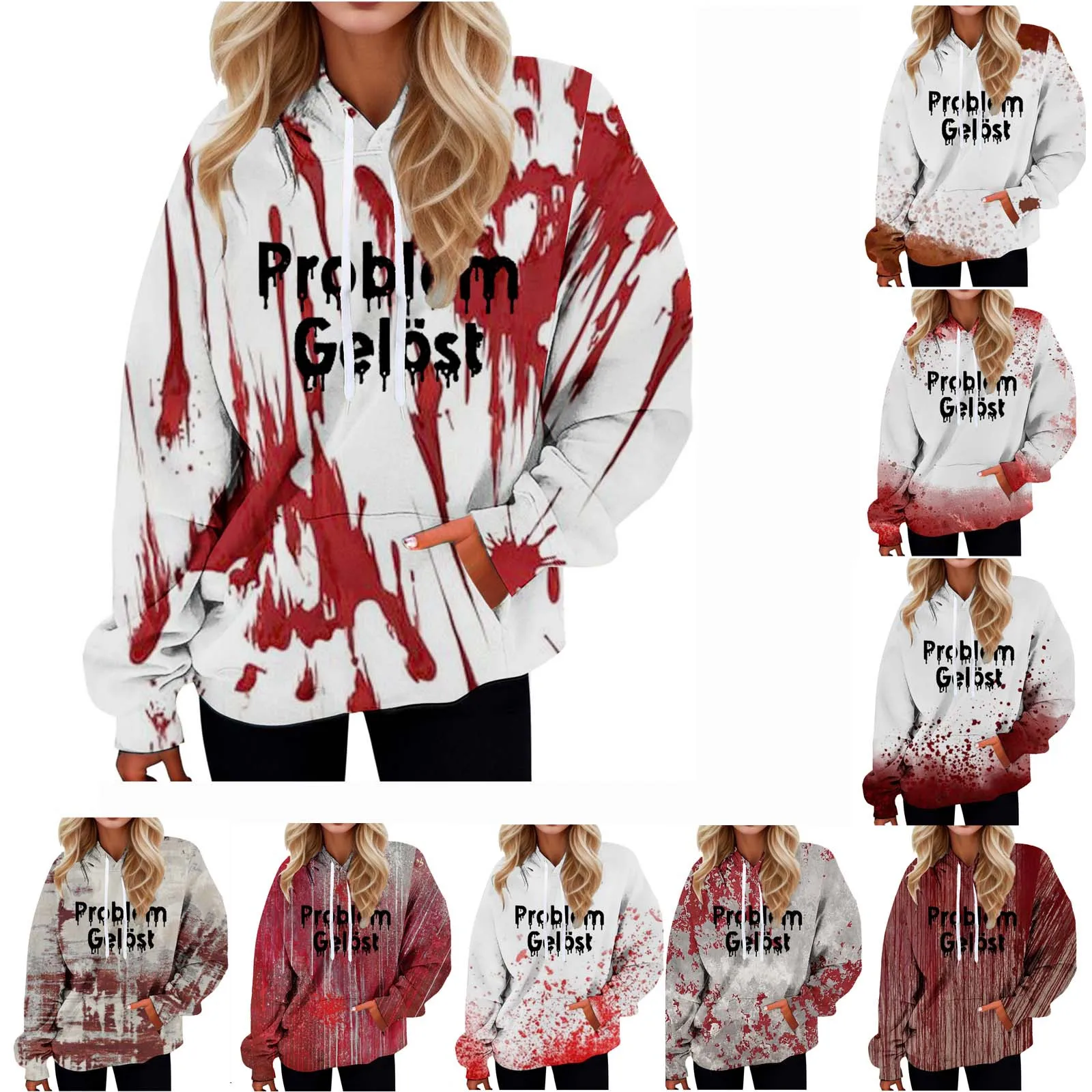 Hoodie 3D Halloween untuk wanita, Sweatshirt bertudung bercetak seluruh dunia, Pullover pakaian jalanan Unisex kasual musim gugur