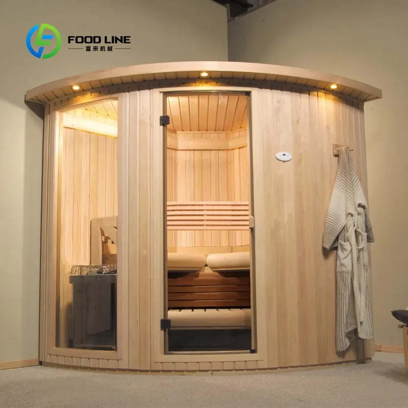 Modern 6 Person Infrared Sauna Wet Dry Room Traditional Hemlock Wood Dry Steam Computer Control Panel Health Commercial Use