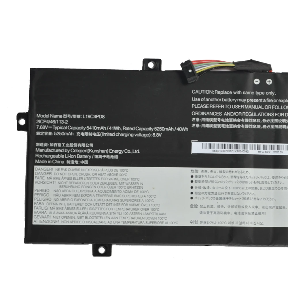 Laptop Battery L19C4PD8 L19M4PD8 SB10X87836 SB10X87837 SB10X87838 SB10X87839 41Wh For Yoga Duet 7-13IML05 2-in-1 IML  2020 2021