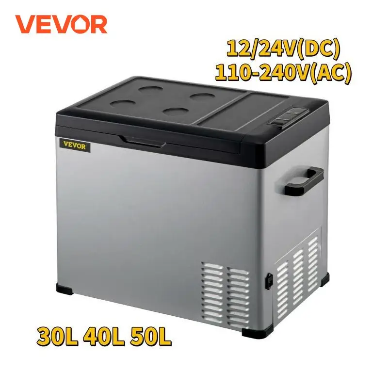 VEVOR 30L 40L 50L Mini Car Refrigerator Portable Fridge Freezer 12/24V DC 110-240 AC for Outdoors RV Boat Camping Traveling Use