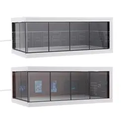 1:64 Garage Display Case Backdrop Built in LED Light Collectible Display Showcase for Doll Diecast Car Action Figures Accessory