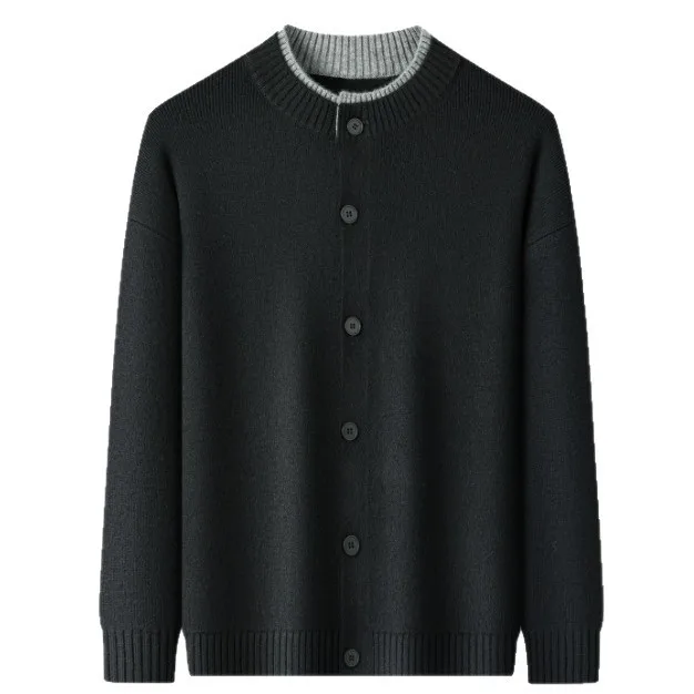 Obrázek 6: Half-neck pletené svetr svetr pánské 2026 podzim jednoduchý button-down svetr bunda