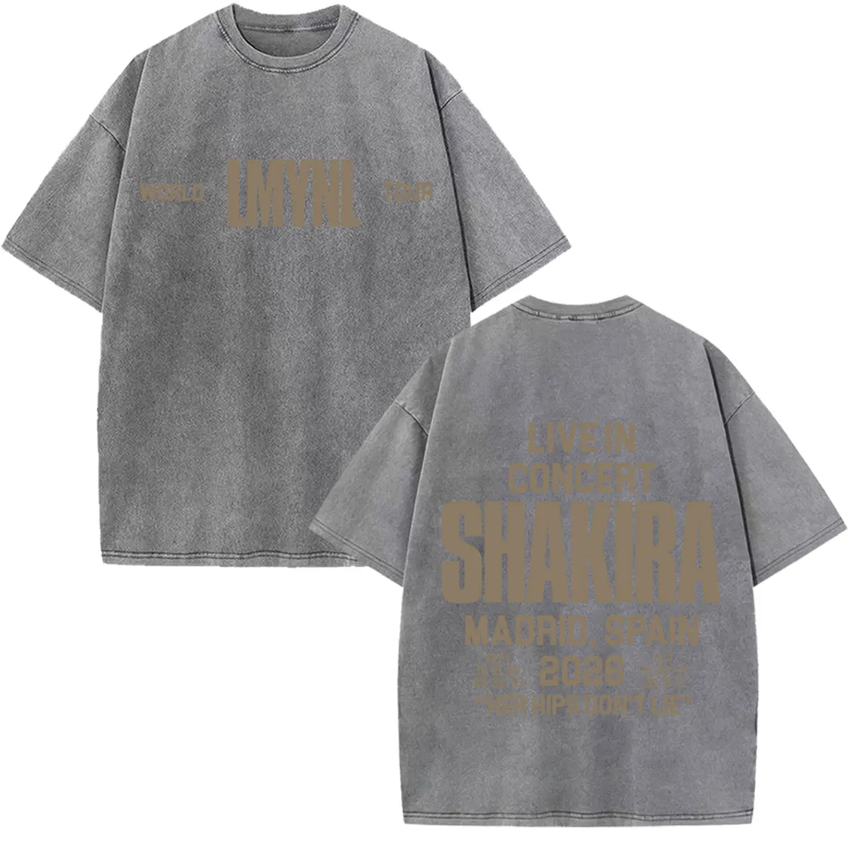 Shakira Las Mujeres Ya No Lloran 2026 Tour Print Vintage Washed Fan Geschenk T-Shirts Herren Damen Mode Locker Lässig Baumwoll-T-Shirt – Detail 9
