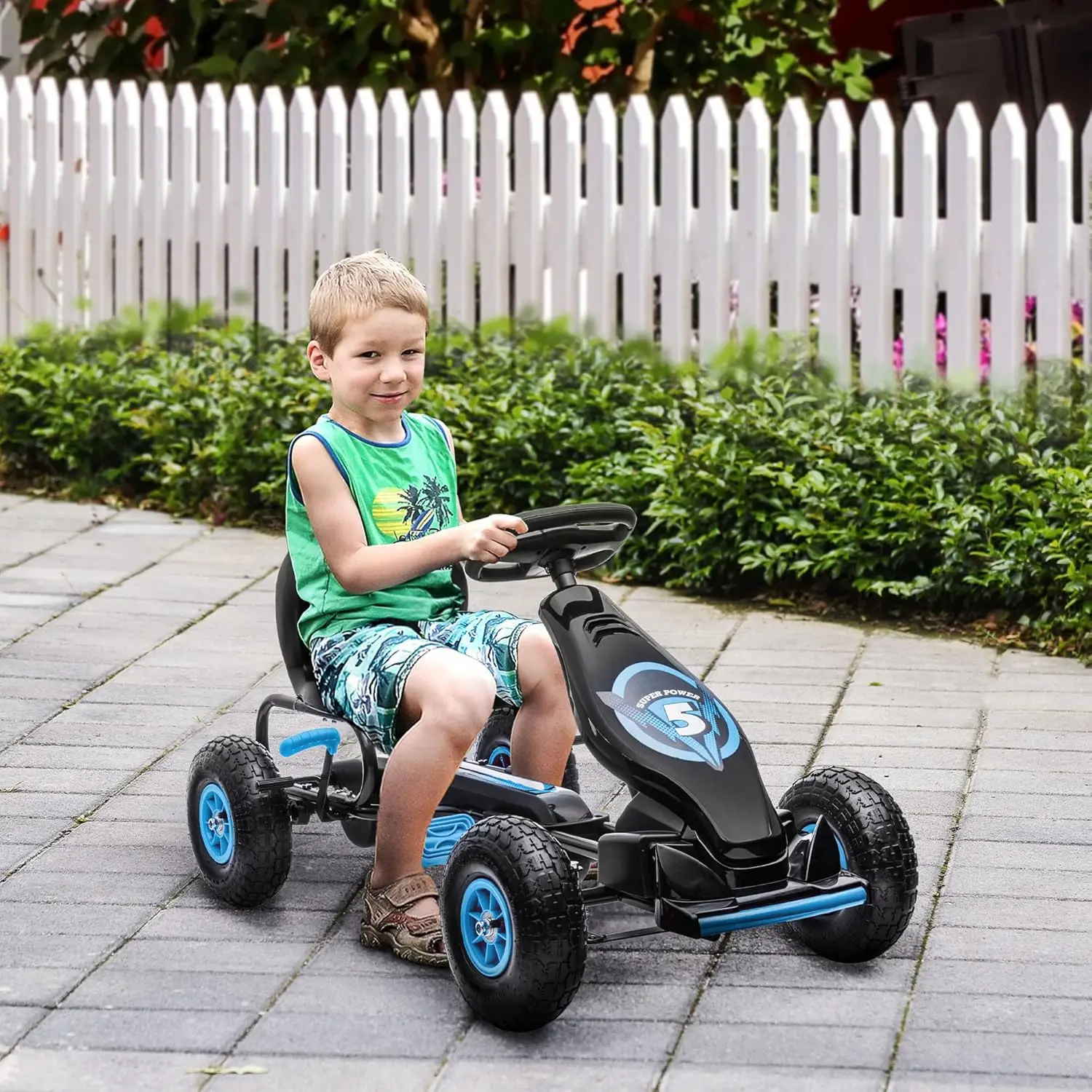 Kids Pedal Go Kart Ride-on Toy with Ergonomic Comfort, Pedal Car with Tough, Wear-Resistant Tread, Go Cart Kids Car for Bo