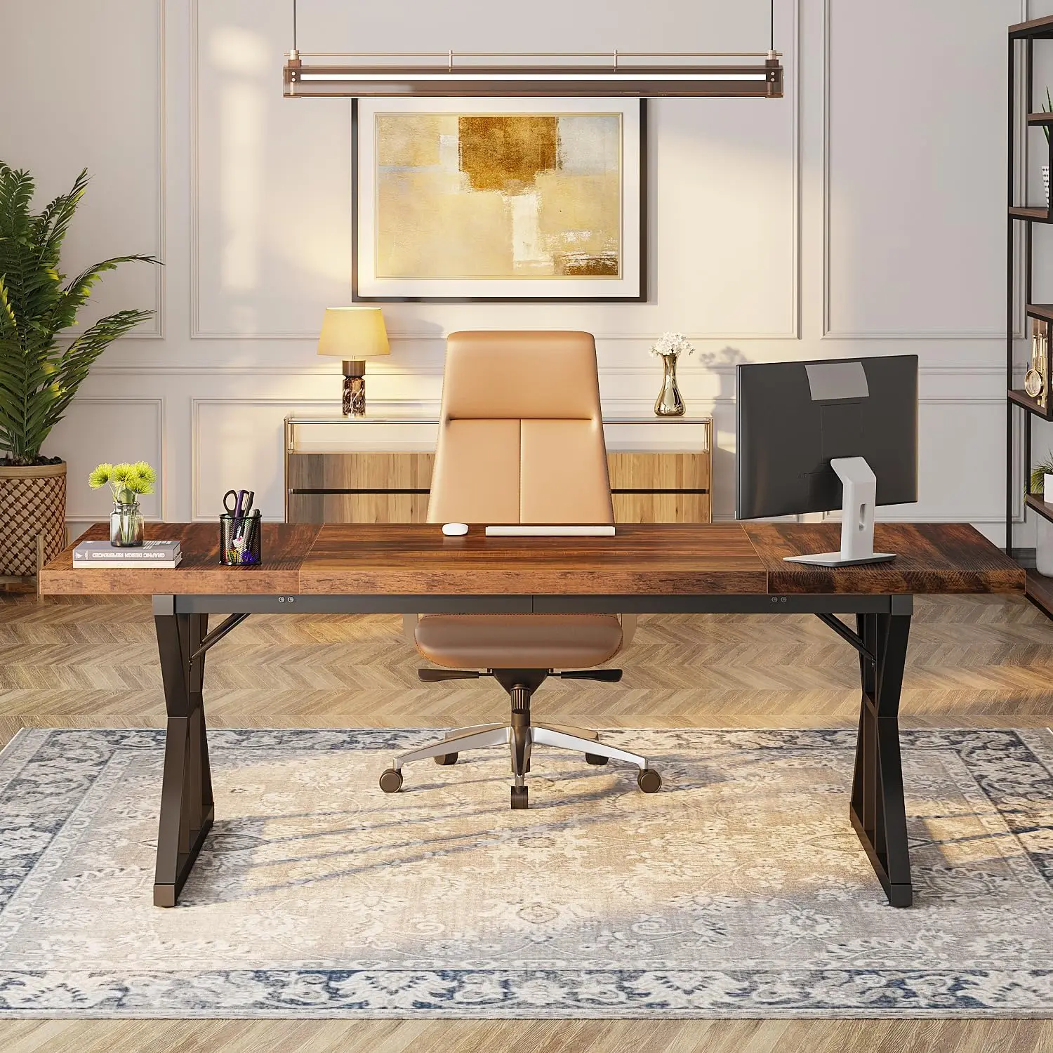 Grande Moderno Estilo Simples Mesa de Escritório, Workstation Executivo, Laptop Desk, Estudo, Mesa de Escrita, Negócios, 70,8"