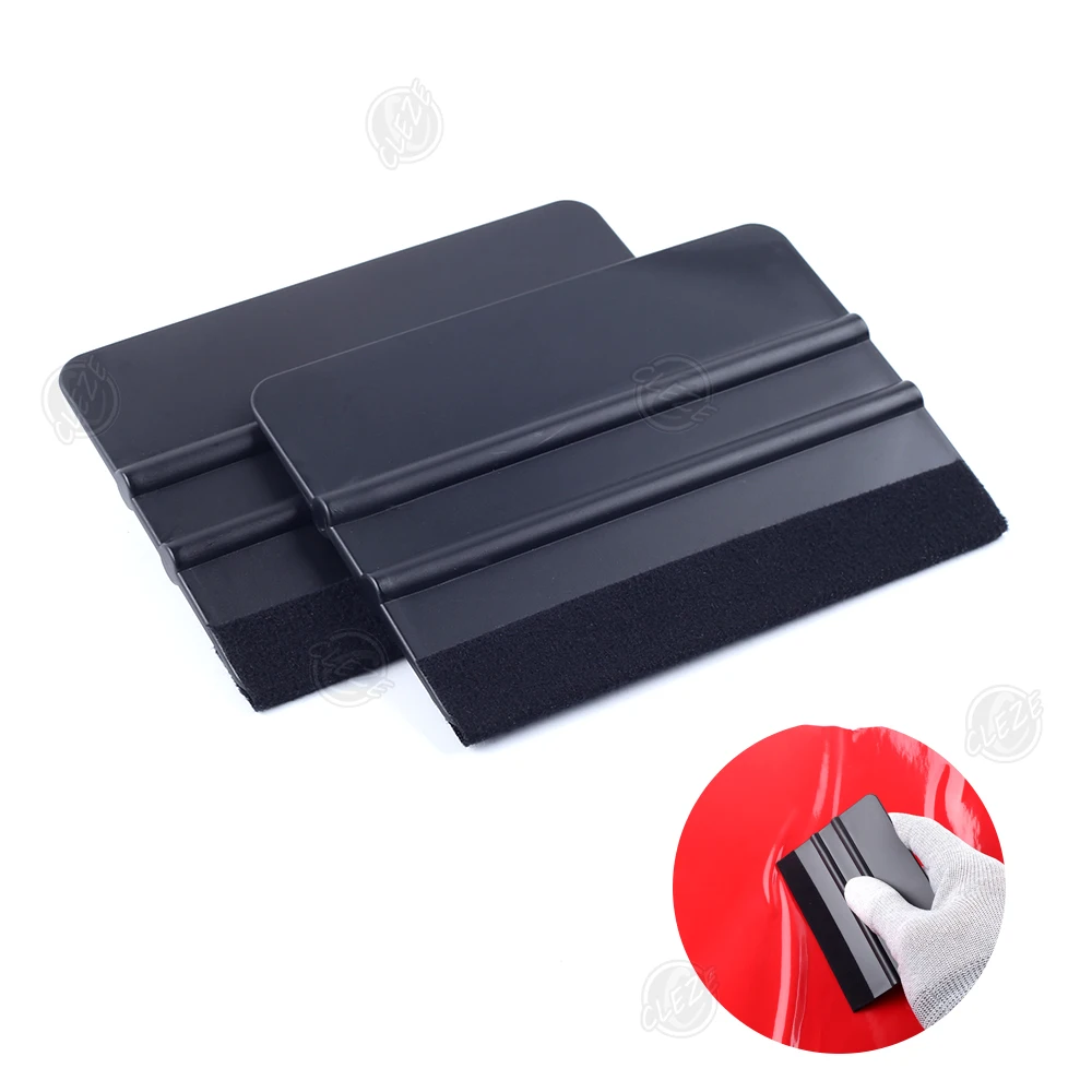 CLEZE 7x10cm Mini Felt Squeegee Professional Black Plastic Scraper Tool for Car Vinyl Wrap PPF Window Tint Film Installation
