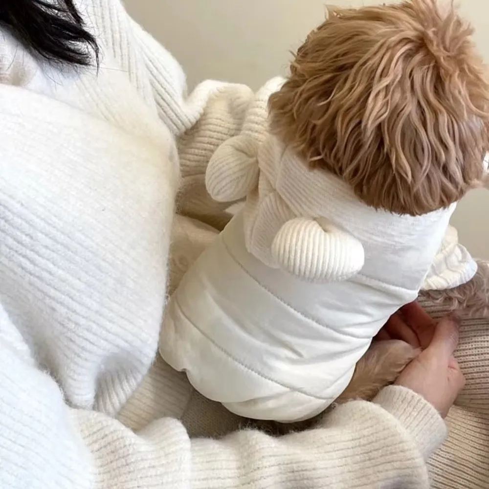 Modische Winter-Hundekleidung, winddichte, verdickte Hunde-Wanderjacke mit niedlichem Hut, Hundeweste für kleine und mittelgroße Hunde. – Detail 2