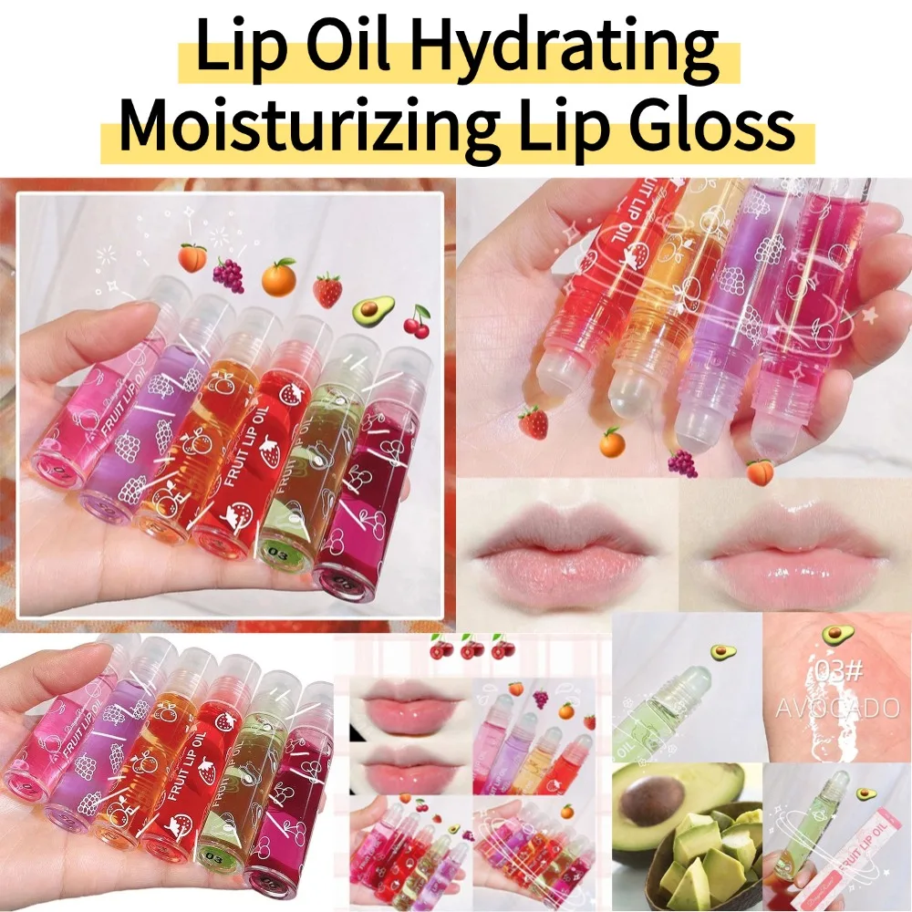 

1/2/3/4/5/10PCS Lip Oil Hydrating Moisturizing Lip Gloss, Clear Transparent Fruity Avocado Lip Balm Liquid Long Lasting Lip Care