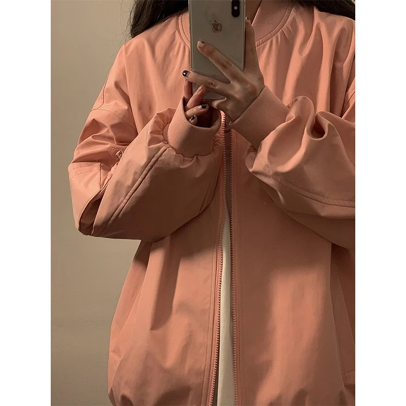 

Американская ретро-куртка розового цвета для мужчин, весенне-осенняя, модная, высококачественная, винтажная, в стиле бейсбольной формы, для пар, рабочая одежда