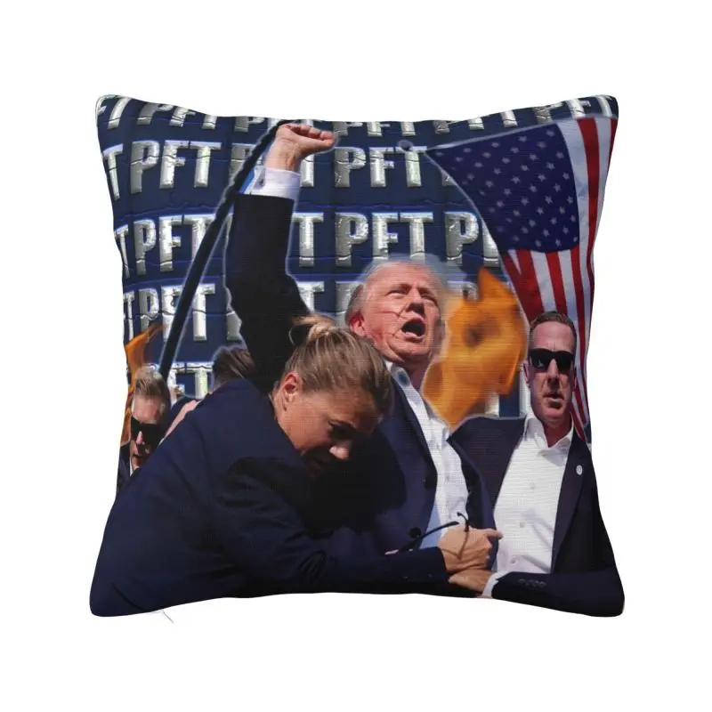 Fashion Trump Shot In Head Throw Pillow Case Home Decorative Custom Square Cushion Cover 40x40 Pillowcover for Sofa