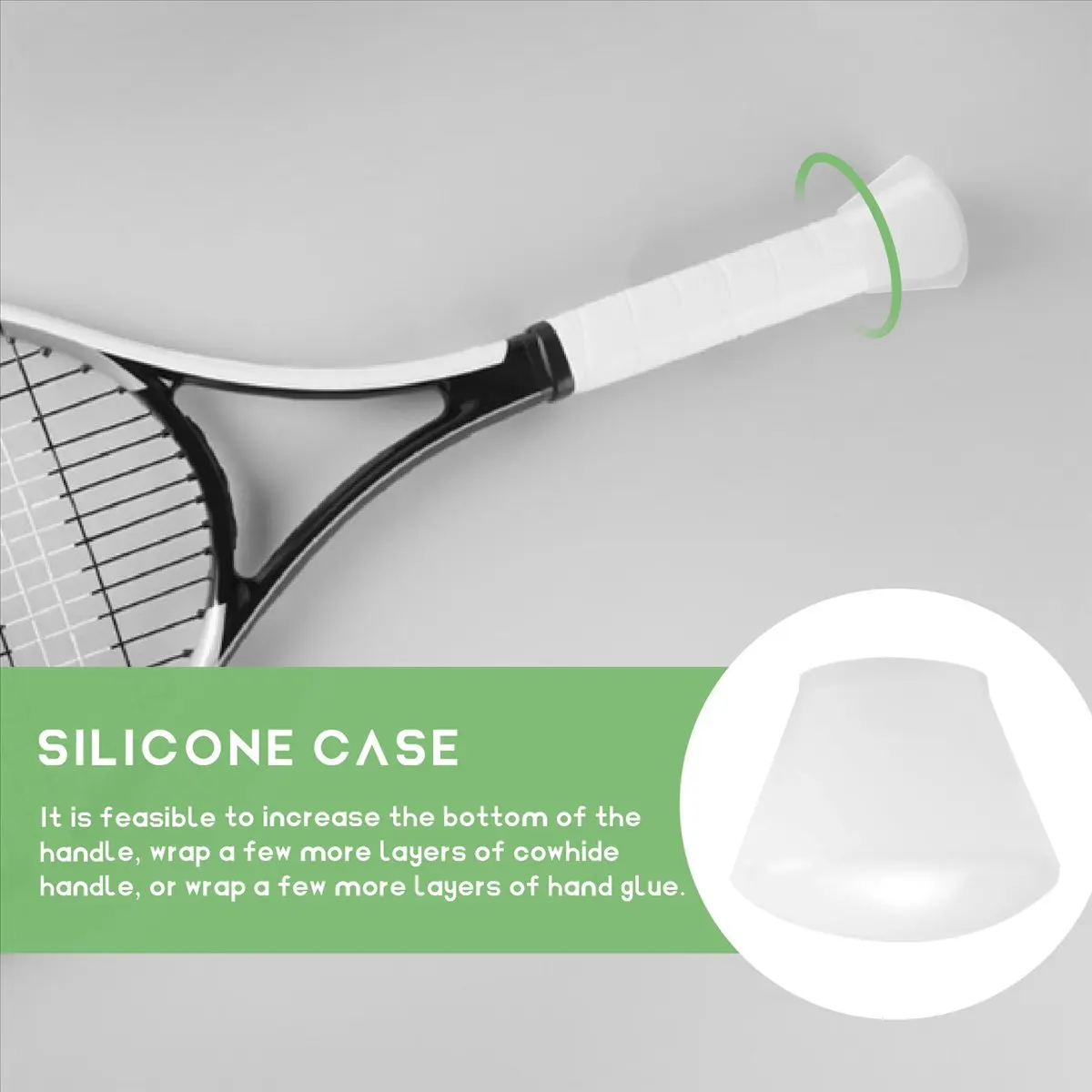 ABJV Shockproof Silicone Energy Sleeve Tennis Racket Cover Handle End Cap Bumper Accessories Grip Ring Racquet Sport Overgrip