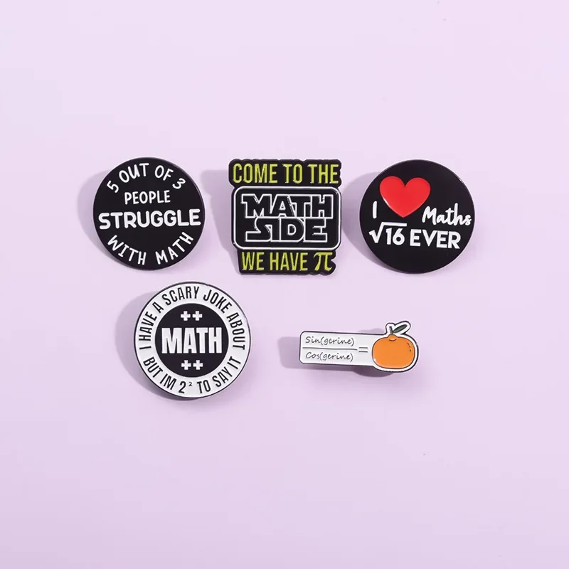 Mathematical Equation Enamel Pins Trigonometric Function Formula Sin I Love Math Brooch Lapel Badges Jewelry Gift Wholesale