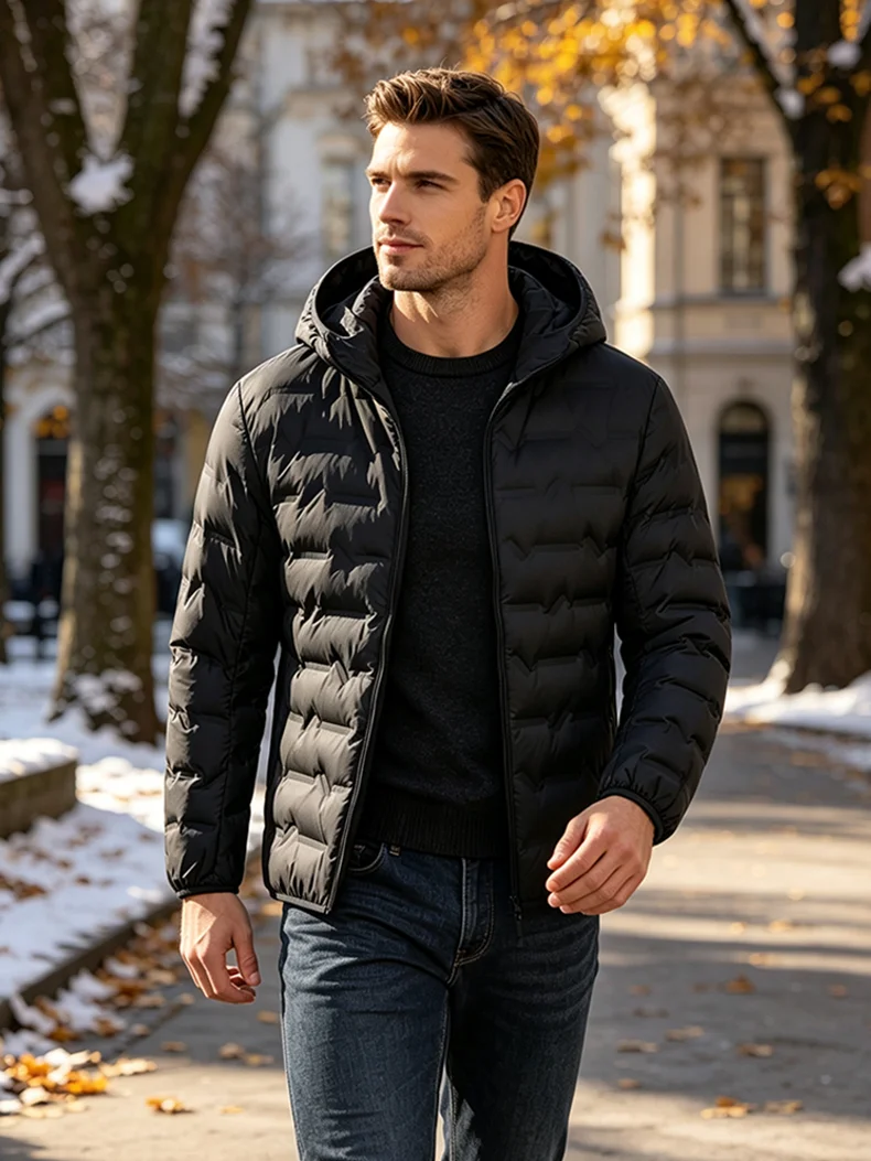 EUMERGX Herren Daunenjacke Winter Warme Entendaunen Leichte Polsterjacke Camping Klettern Trekking Graphen-Futter Mantel – Detail 12