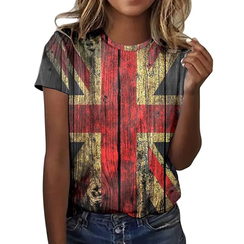 Summer British Flag 3D Print T-shirt Women Man Short Sleeve T Shirts Harajuku Streetwear Tees Oversized Y2k Tops Girls Clothing