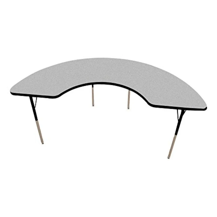 

Commercial Furniture NOR-RCEHRC-GBK Adjustable Height Half Moon Activity Table, 19" -30" Height, 36" x 72" Grey/Black