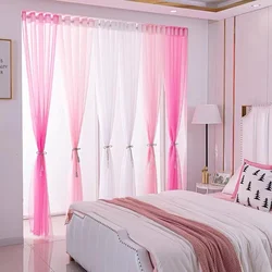 Colorful Sheer Tulle Curtains 100% Polyester Solid Color Rod Pocket Curtain for Bedroom Kitchen Living Room Kid Room Classroom