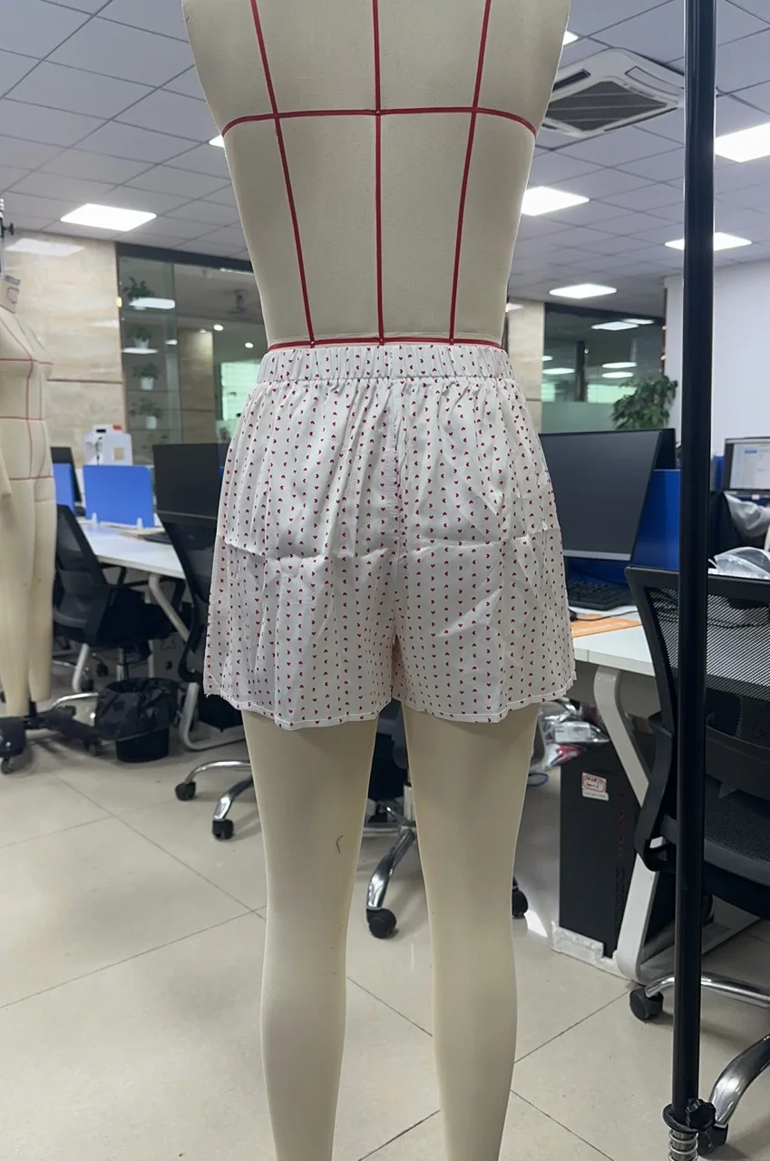 Mini shorts femininos com estampa de bolinhas rendas patchwork cintura elástica casual verão lounge shorts