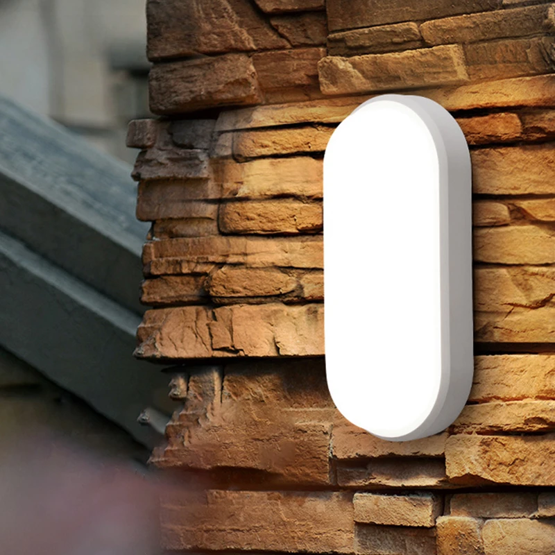 16W 20W Outdoor LED Wall Lamp Garden Porch Surface Mounted Oval Sconce Bathroom Moistureproof Ceiling Light 110V 220V