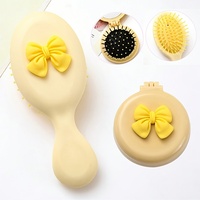 2pc Cartoon Cute Foldable Airbag Comb Mini Hairbrush Travel Massage Comb Hair Styling Mirror Air Cushion Comb