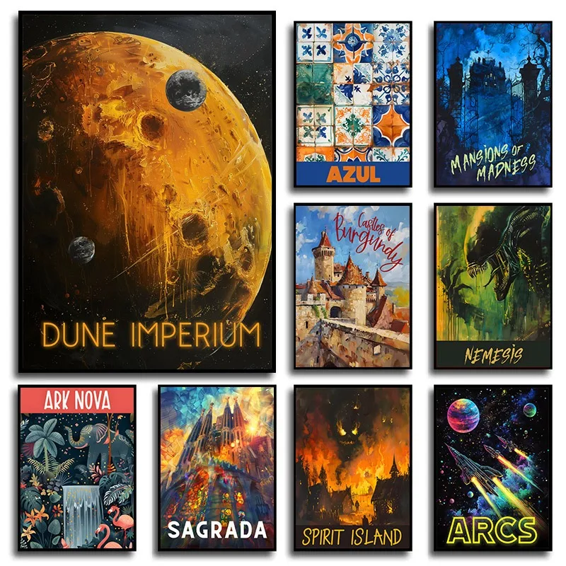 Board Game Arcs/Dune Imperium/Sagrada Poster Scifi Strategy Canvas Poster Anime Games Painting Wall Art Living Room Home Decor