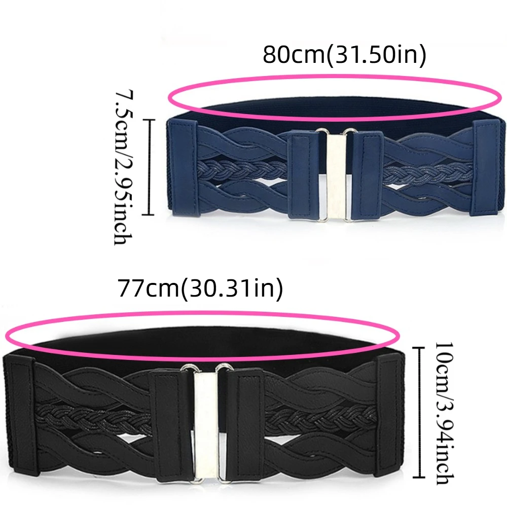 Тканый эластичный пояс с металлической пряжкой, широкий боковой эластичный широкий пояс для отдыха, декор для брюк, декор на пояс, женские пояса на каждый день