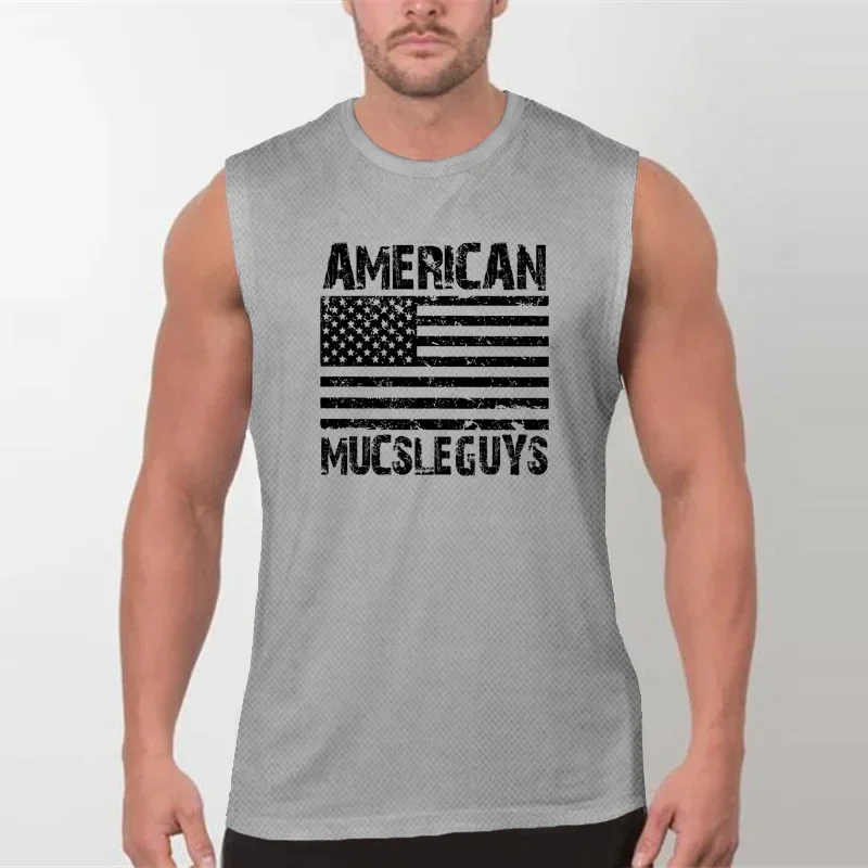 Men's Running Vests Athletic Quick Dry Mesh Sleeveless Tank Top Breathable Moisture Wicking Gym Workout Training Shirt For Men