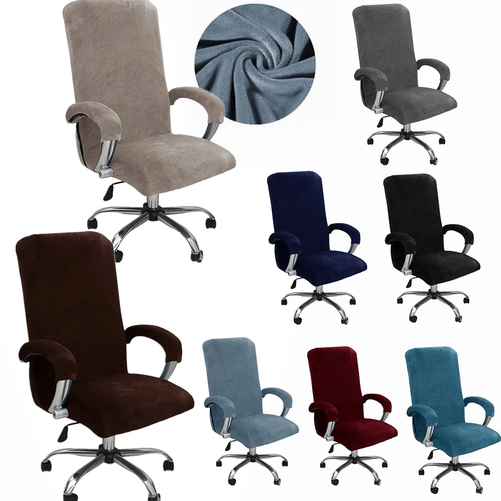 

Gamer Chair Cover Home Armchair Silver Fox Velvet Elastic Thick Plush Cafe Cinema Office Protection Computer Rotating Seat Cover