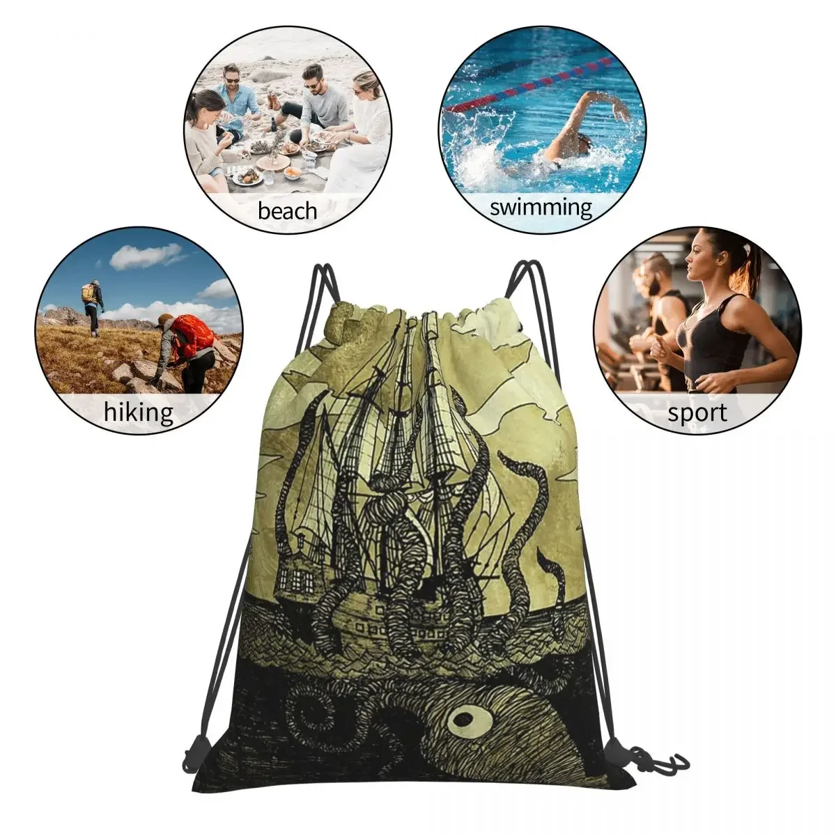 Kraken HDPSacs à dos de proximité portables, sacs à cordes de proximité, sac de sport à poches groupées, sac à livres pour voyage et école, mode