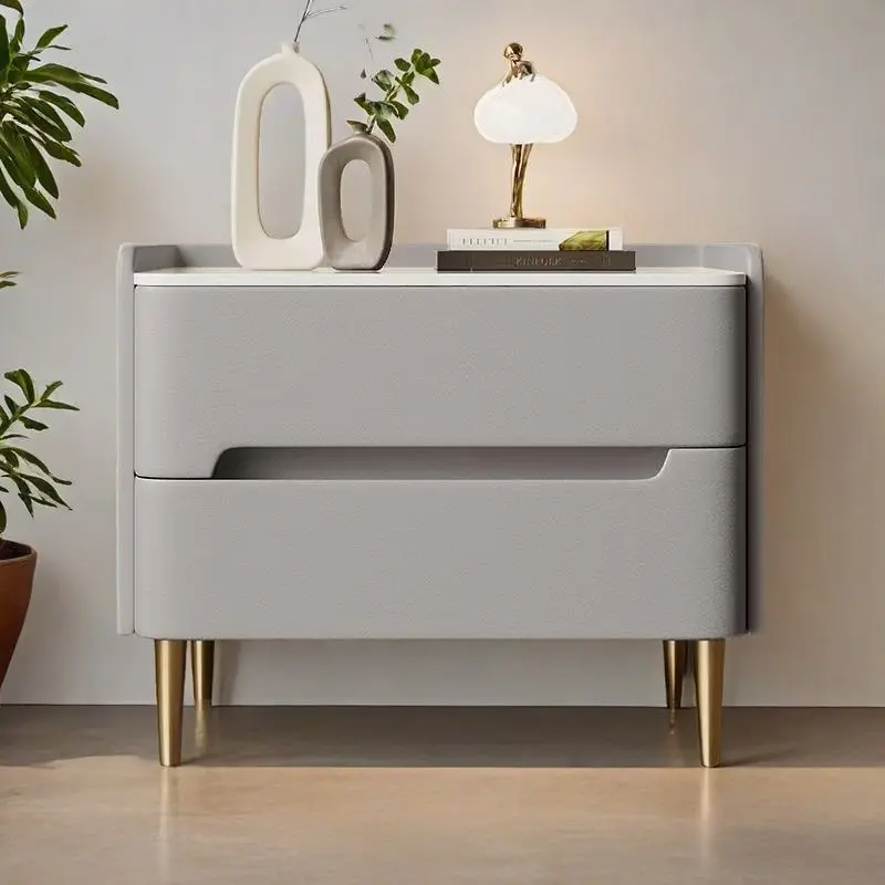 Solid wood bedside table, bedroom household simple locker, complete rock slab bedside table