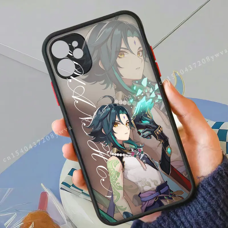 Anime Genshin Impact Phone Case For iPhone 11 13 12 14 Pro MAX XS XR SE20 8 7 Plus Hu Tao Kaedehara Shockproof Hard Cover Fundas