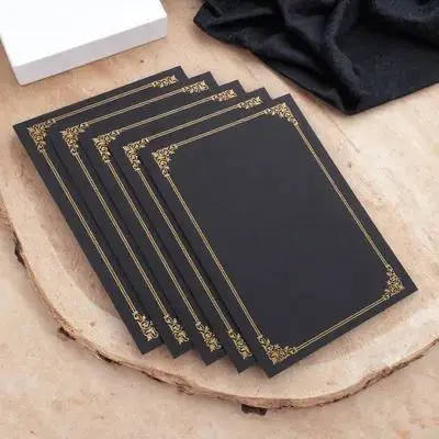 5Sets Certificate Folders Gold Foil Border Sophisticated Diploma Covers for Letter Size Documents Graduation Award Certificate