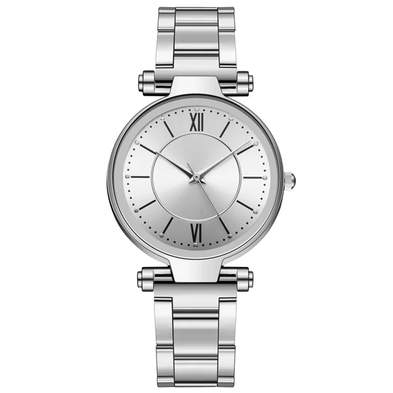 Relógio de pulso analógico feminino, Relógios quartzo feminino, Pulseira de aço inoxidável, Relógio casual feminino