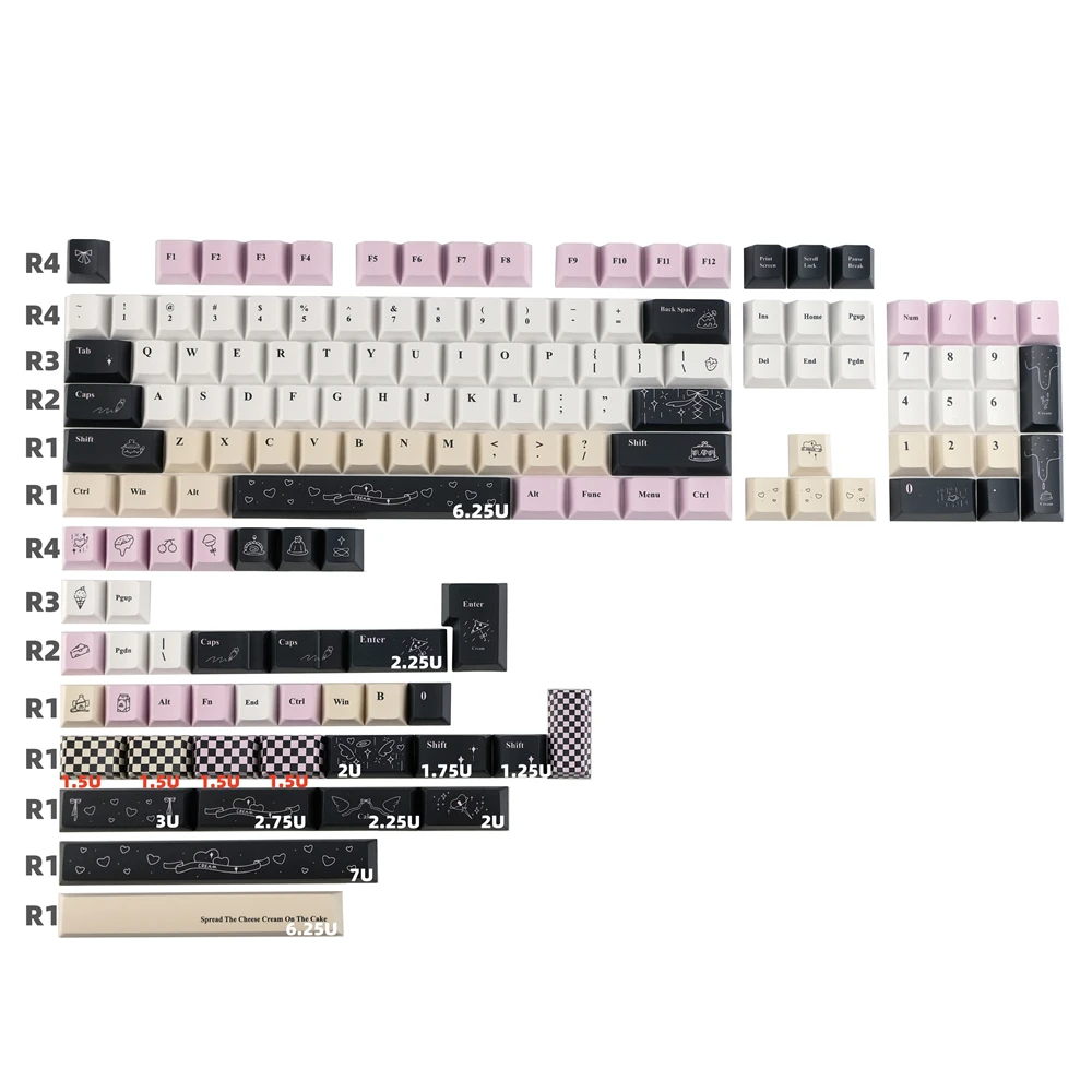 

143 Keys Cream Keycap Mechanical Keyboard Sets PBT Keycaps Cherry Profile DYE Sublimation Custom ISO Enter 2.75u 3u 7u Spacebar