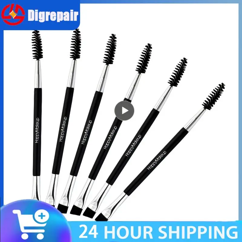 Portable Size Women Facial Makeup Cosmetic Eyebrow Brush Tool HappyMakeup Double Head Wooden Handle Eyebrow Brush Comb