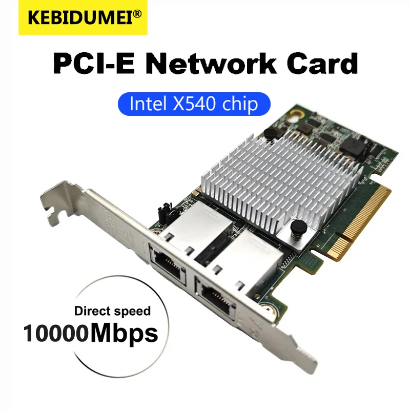 10G Intel X540-T2 Ethernet Card PCI-E To RJ45 Double Port Nework Extend 10Gbps/5Gbps/2.5Gbps/1Gbps Adapter Support PC Win10/11