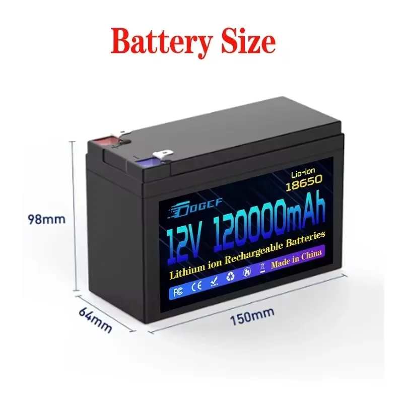 

12V Battery 100Ah 18650 lithium battery pack Rechargeable battery for solar energy electric vehicle battery+12.6v3A charge